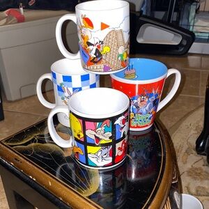 Set Of 4 Loony Toons Cartoon Character Mug Set - Multicolor